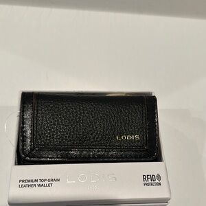 NWT LODIS Premium Top Grain Leather Wallet with RFID Protection.